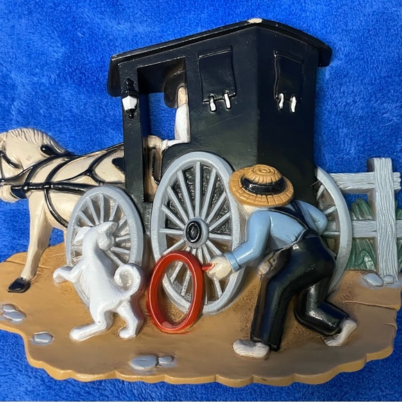 VINTAGE 90’s Burwood Product of Amish Horse & Buggy Wall Hanging, made in USA - Picture 5 of 5